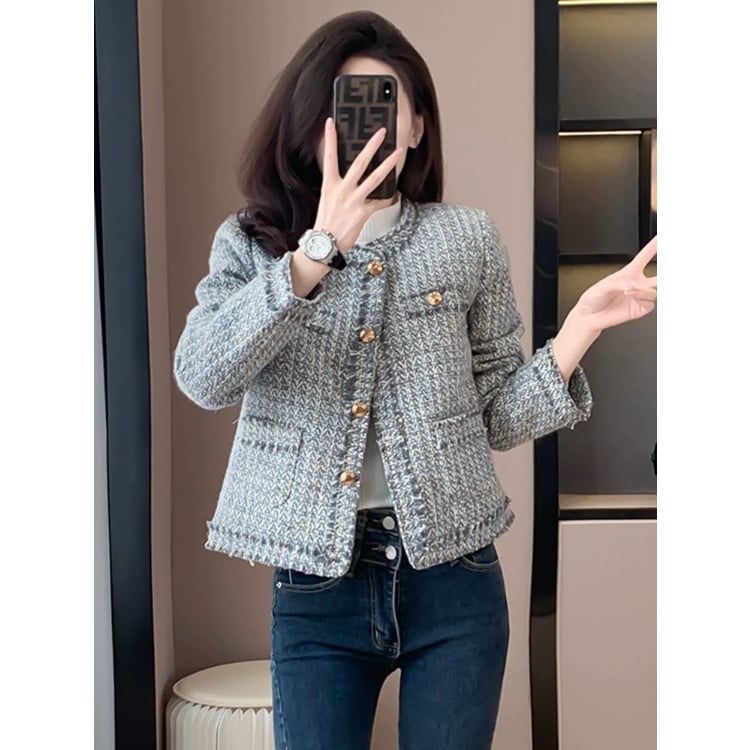 gold button tweed jacket | BrillantSelect Store