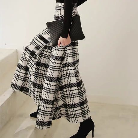 チェック柄 ワイドパンツ