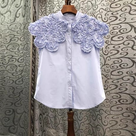 large collar sleeveless blouse
