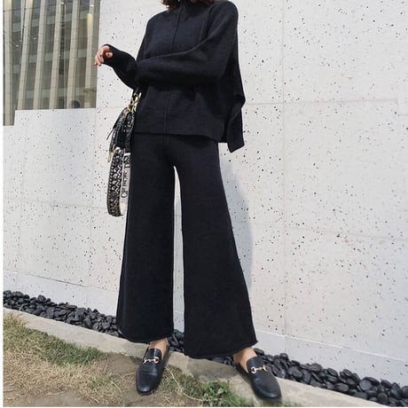 ワイドパンツ ニットセットアップ