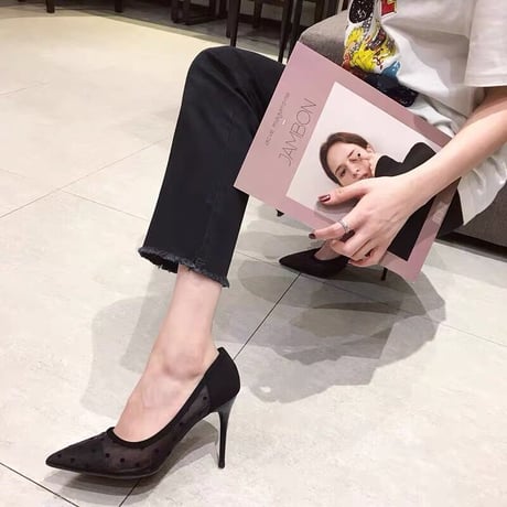 シースルードット パンプス 6cm 8cm