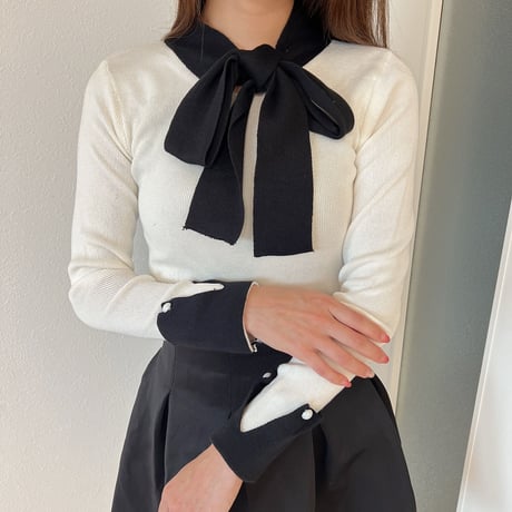bi-color ribbon knit