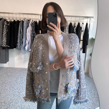 tweed knit cardigan