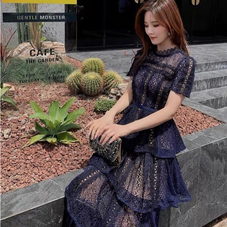blue lace long onepiece