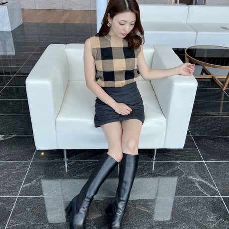 check sleeveless knit