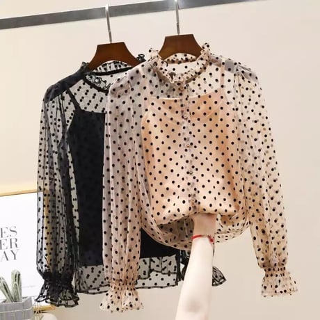 see-through dot blouse
