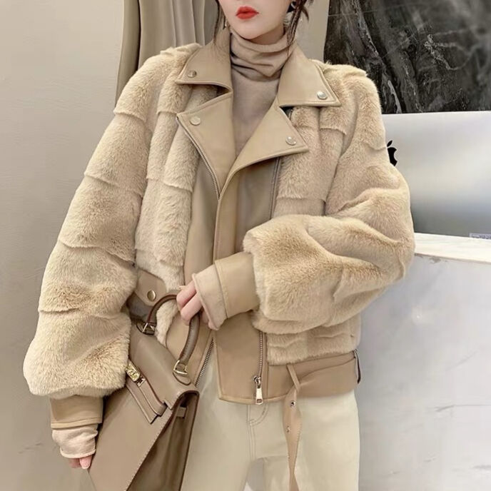 新品未使用】アプワイザーリッシェ フェイクファー ライダース  