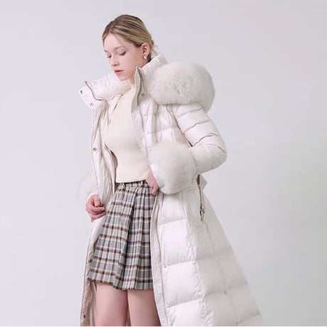 fox fur long down coat