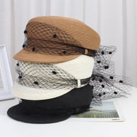 tulle straw casquette