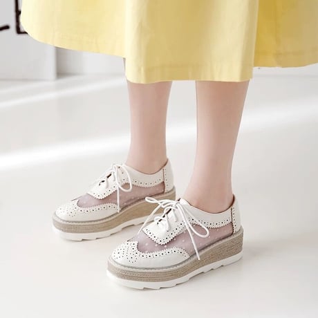 mesh dot platform shoes