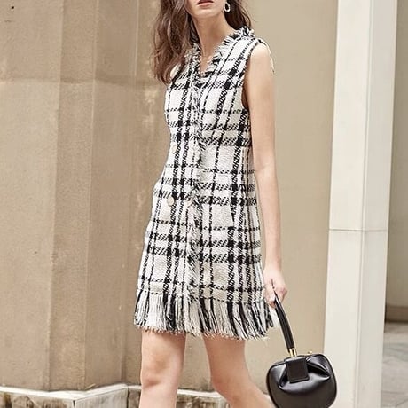 tweed fringe onepiece