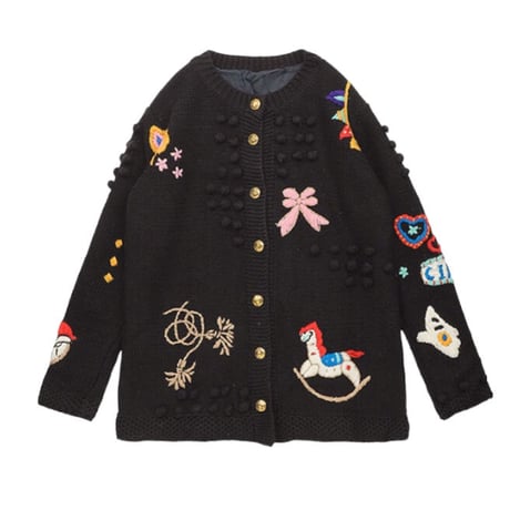 異柄 knit cardigan