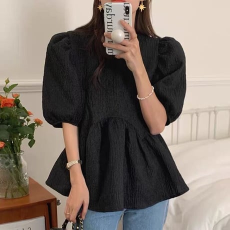 Puff sleeve peplum tops