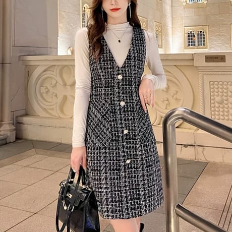 pearl button tweed onepiece