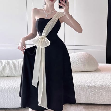 one shoulder ribbon onepiece