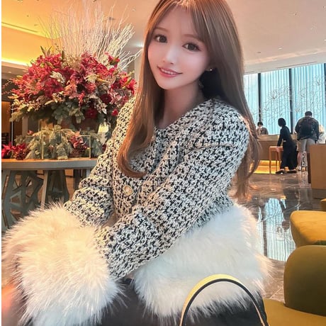eco fur  tweed jacket