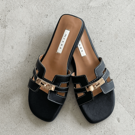 【即納あり】buckle flat sandal
