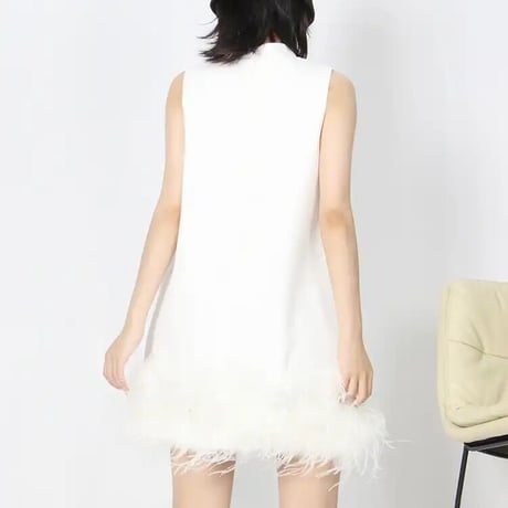 high neck feather onepiece