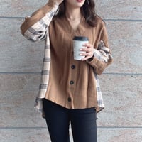 【即納】check 切り替えcardigan