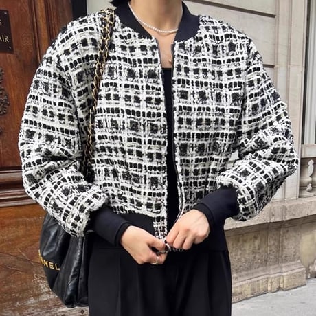 tweed blouson