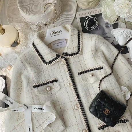 襟付き cardigan