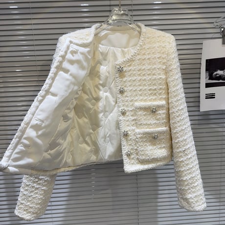 bijou button tweed jacket