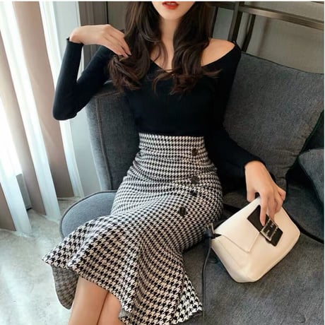 Plover pattern mermaid skirt