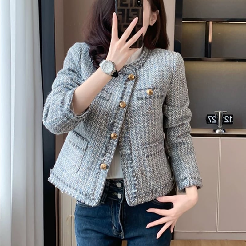 gold button tweed jacket | BrillantSelect Store