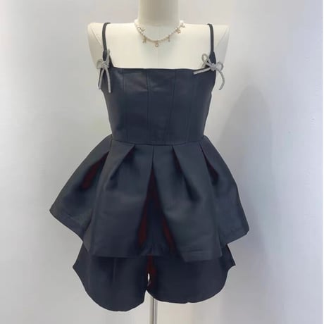 ribbon camisole short pants setup