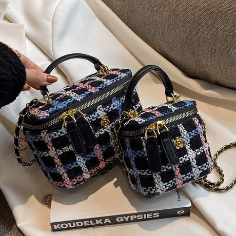 flower point colorful check bag