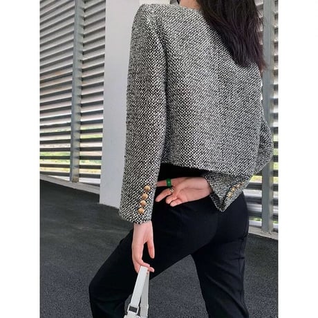 gold button tweed jacket