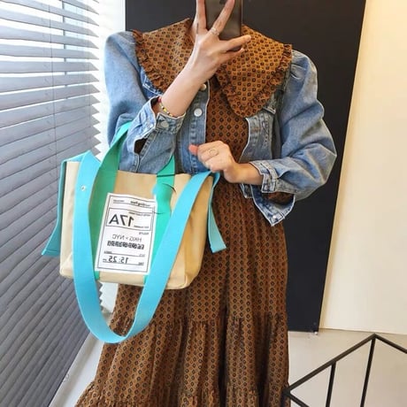襟付きロングワンピース