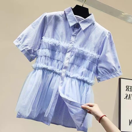 【即納】tulle shirt