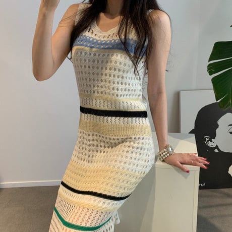 multicolor knit onepiece