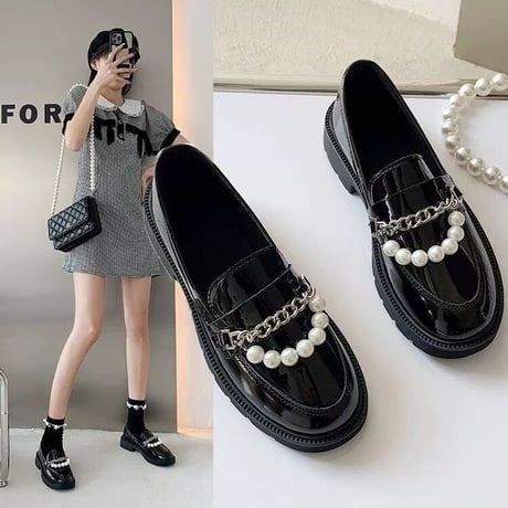 fake pearl loafers