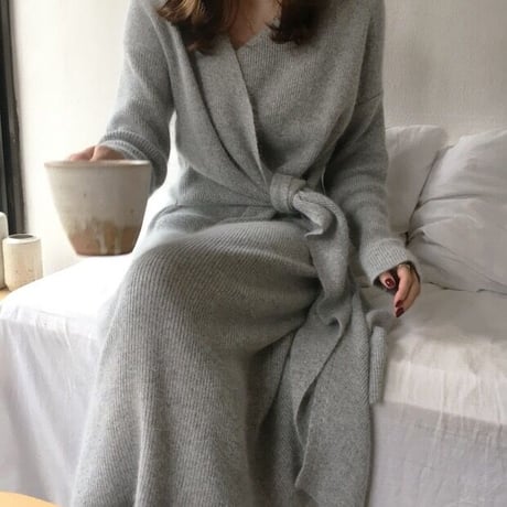 カシュクール風 ニットワンピース