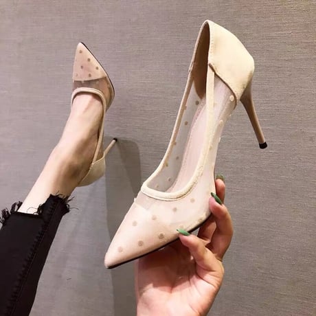 シースルードット パンプス 6cm 8cm