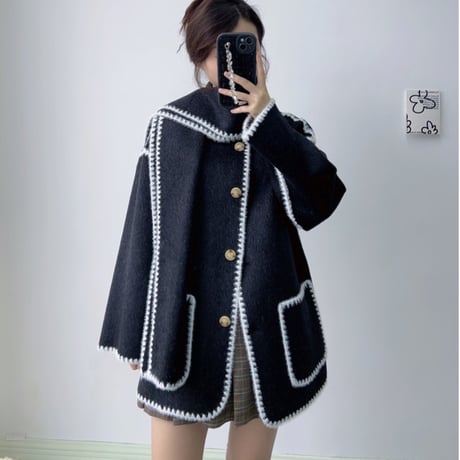 マフラー付き wool coat