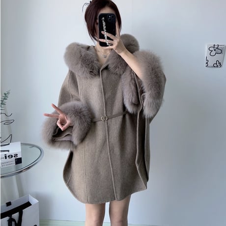 fox fur poncho coat