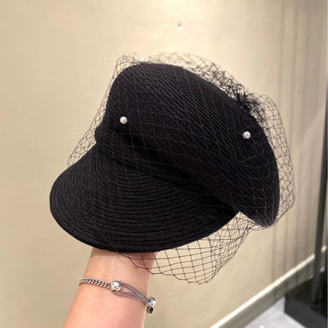tulle straw casquette