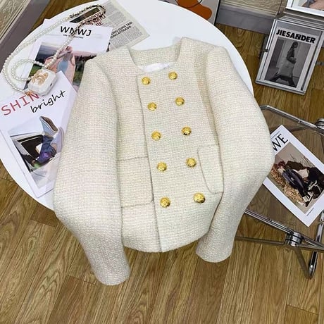 gold button tweed jacket