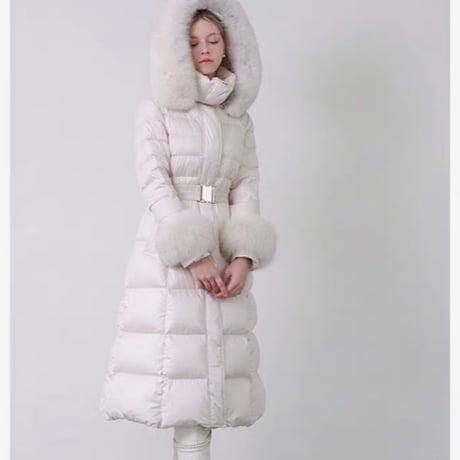 fox fur long down coat