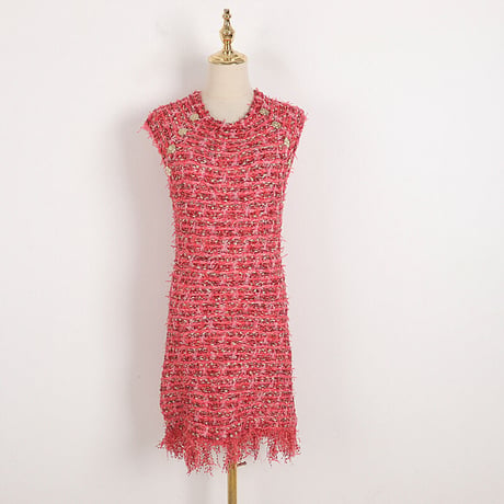 Sleeveless tweed onepiece