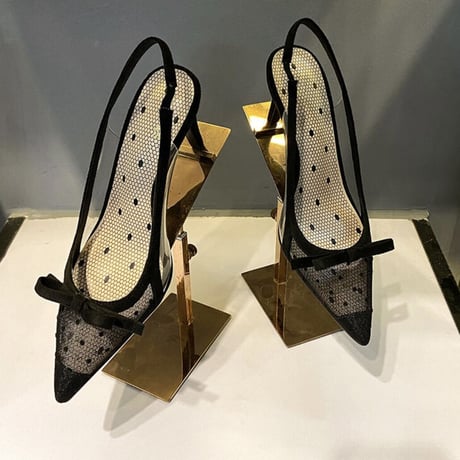 シースルー ドット パンプス
