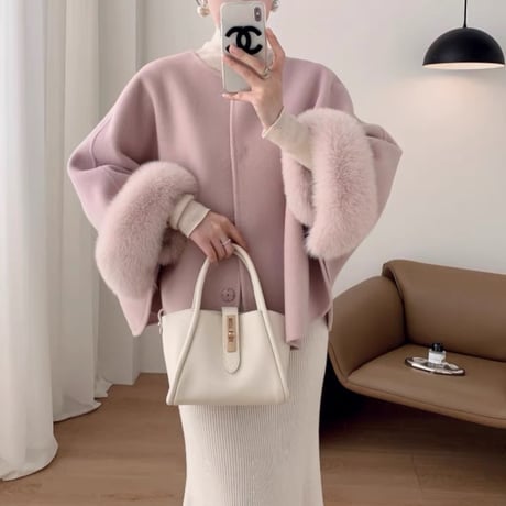 fox fur poncho coat