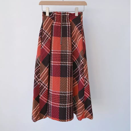 high-waist check skirt