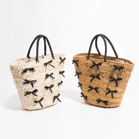 ribbon straw bag