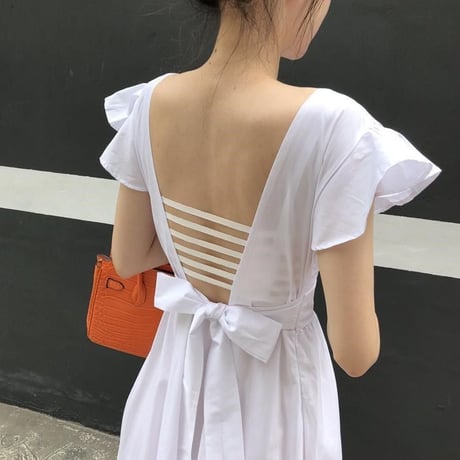 背中あきロングワンピース