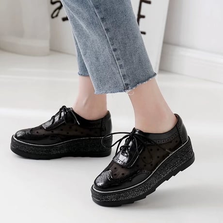 mesh dot platform shoes