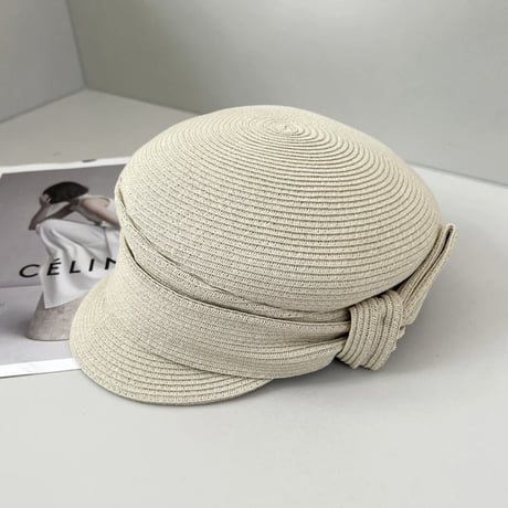 side ribbon straw casquette
